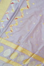 Purple Banarasi Handloom Pure Katan Silk Meenakari Saree - Luxurion World
