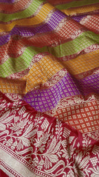 Exquisite Multicolor Banarasi Handloom Pure Katan Silk Rangkat Meenakari Saree - Luxurion World
