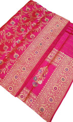 Elegant Pink Banarasi Handloom Pure Katan Silk Meenakari Saree - Luxurion World