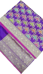 Exquisite Purple Banarasi Handloom Pure Katan Silk Meenakari Saree - Luxurion World