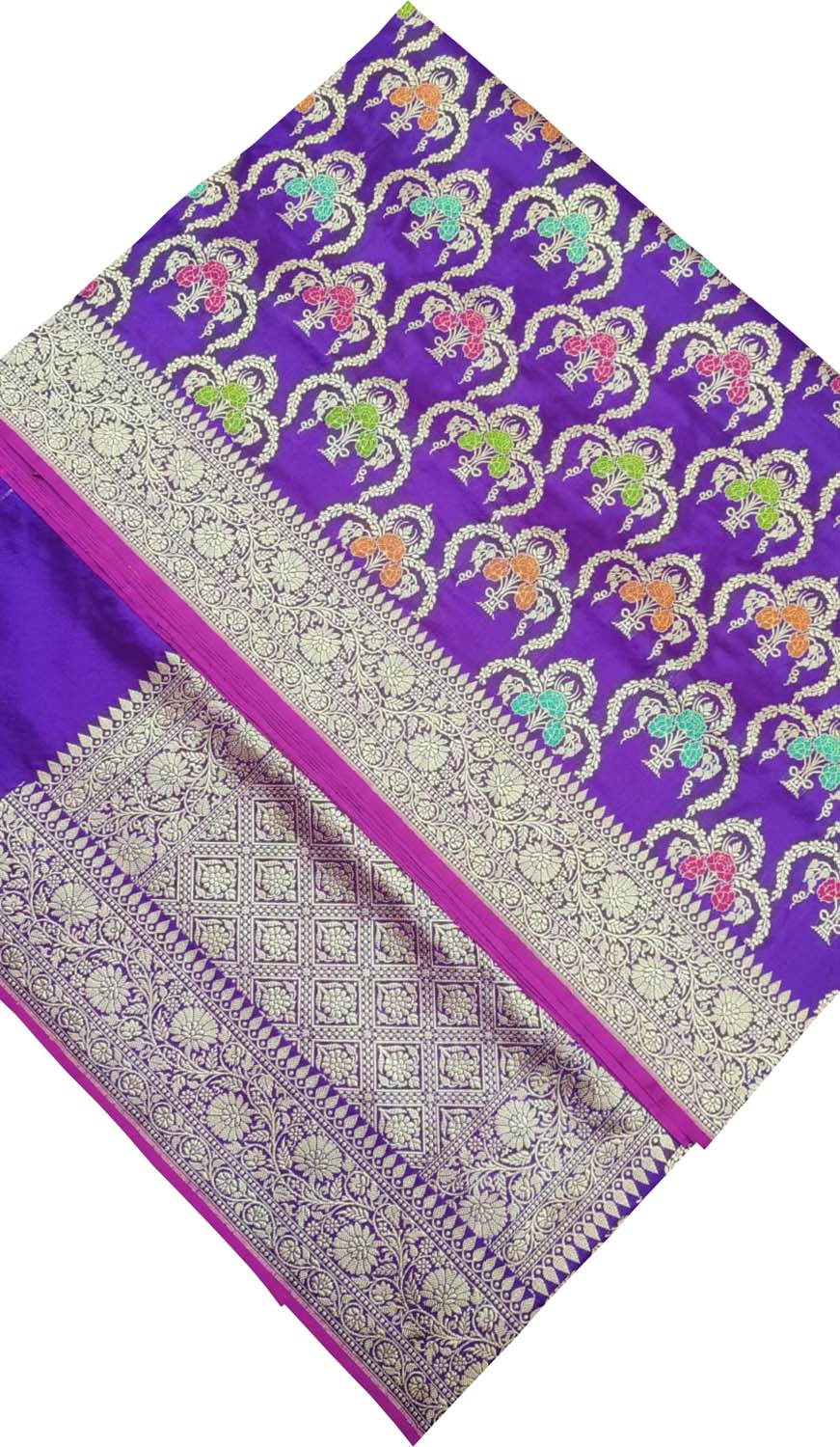 Exquisite Purple Banarasi Handloom Pure Katan Silk Meenakari Saree - Luxurion World
