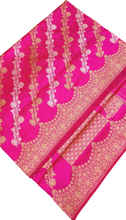 Elegant Pink Banarasi Handloom Pure Katan Silk Saree: A Timeless Classic - Luxurion World