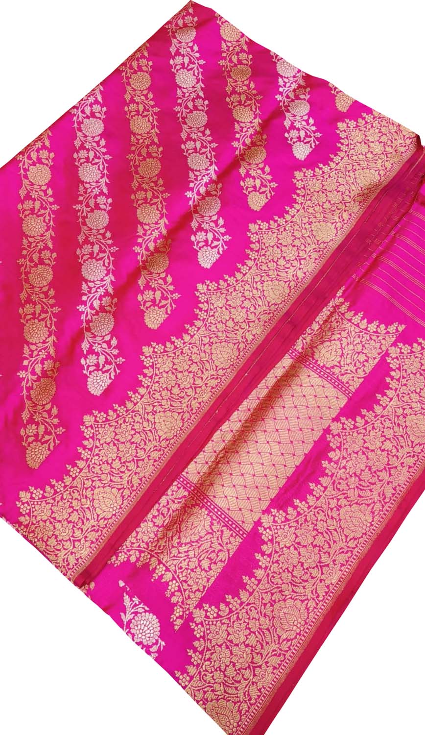 Elegant Pink Banarasi Handloom Pure Katan Silk Saree: A Timeless Classic - Luxurion World