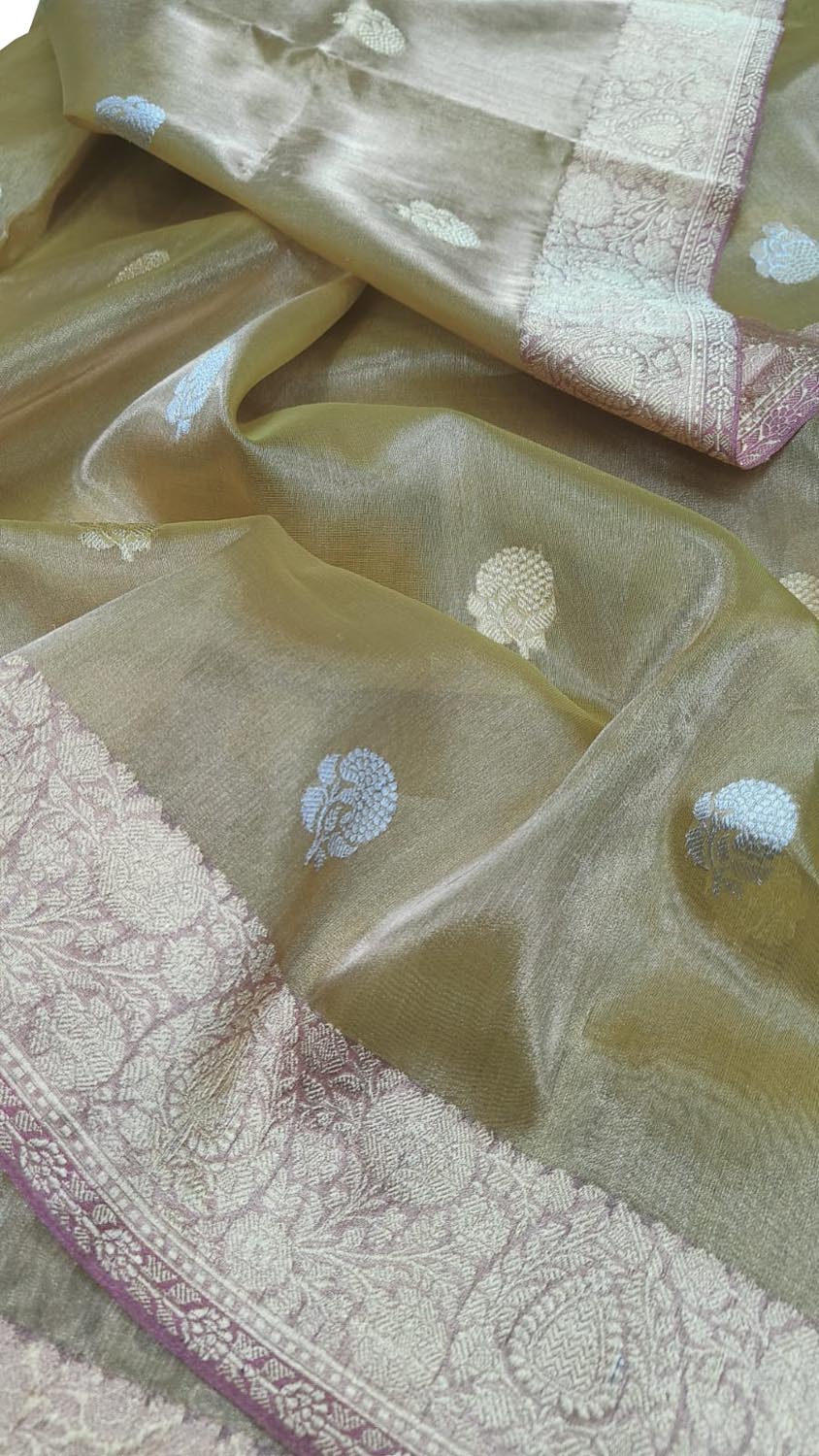 Exquisite Pastel Banarasi Handloom Tissue Silk Saree - Luxurion World