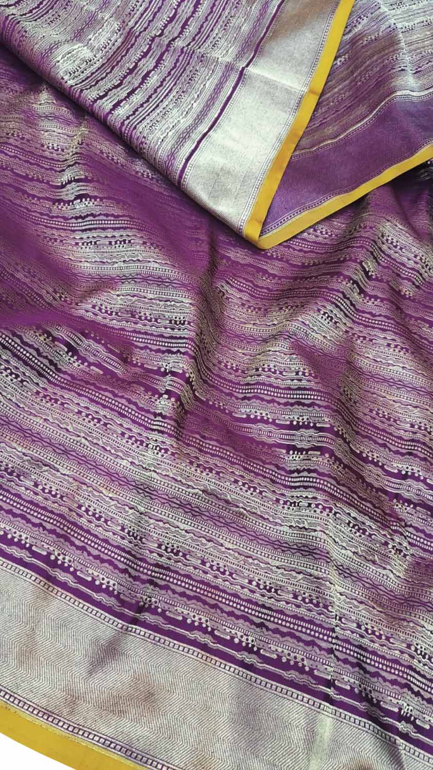 Opulent Purple Banarasi Katan Silk Saree - Luxurion World
