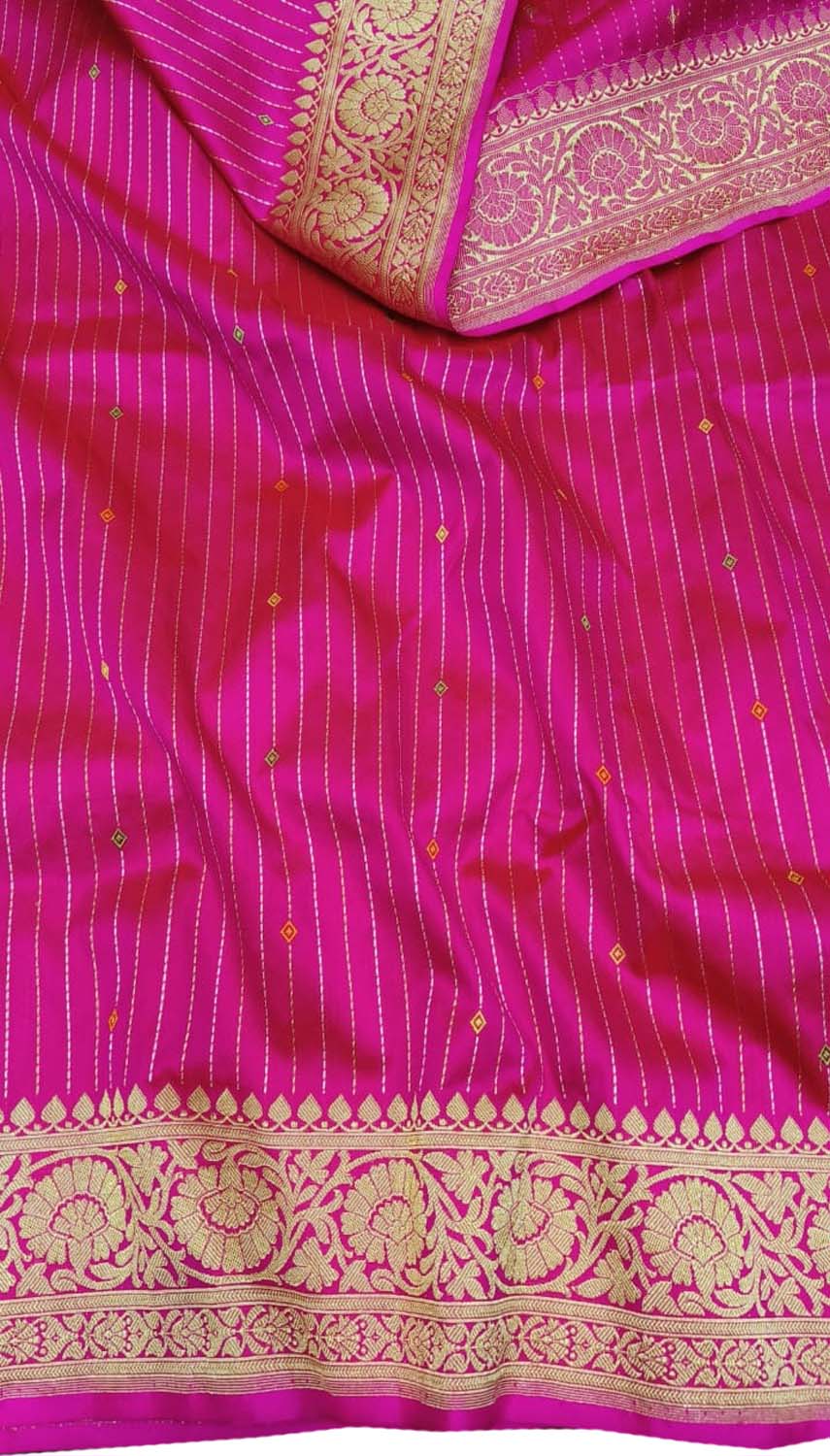 Exquisite Pink Banarasi Handloom Katan Silk Saree - Luxurion World