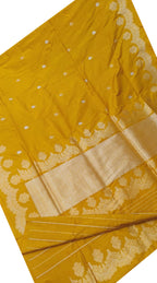 Yellow Banarasi Handloom Katan Silk Saree - Luxurion World
