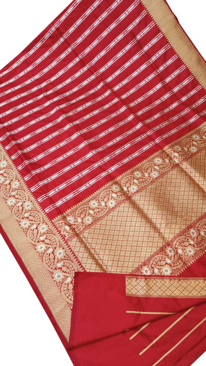 Exquisite Red Banarasi Handloom Silk Saree - Pure Elegance - Luxurion World