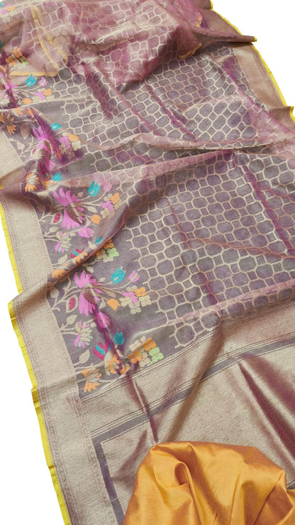 Exquisite Pink Banarasi Tissue Silk Saree - Luxurion World