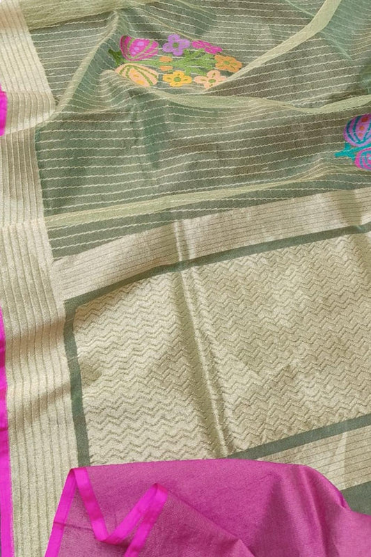 Exquisite Green Banarasi Tissue Silk Saree