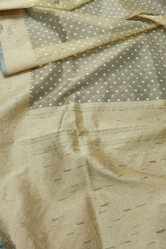 Pastel Banarasi Tissue Silk Saree - Handloom Elegance