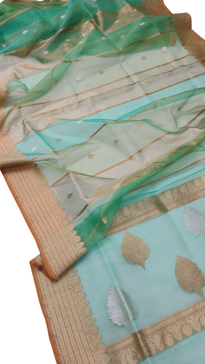 Exquisite Green Banarasi Handloom Tissue Silk Saree - Luxurion World