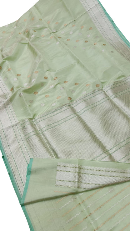 Exquisite Green Banarasi Tissue Silk Saree - Luxurion World