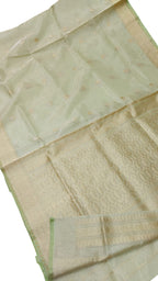 Exquisite Green Banarasi Tissue Silk Saree - Luxurion World