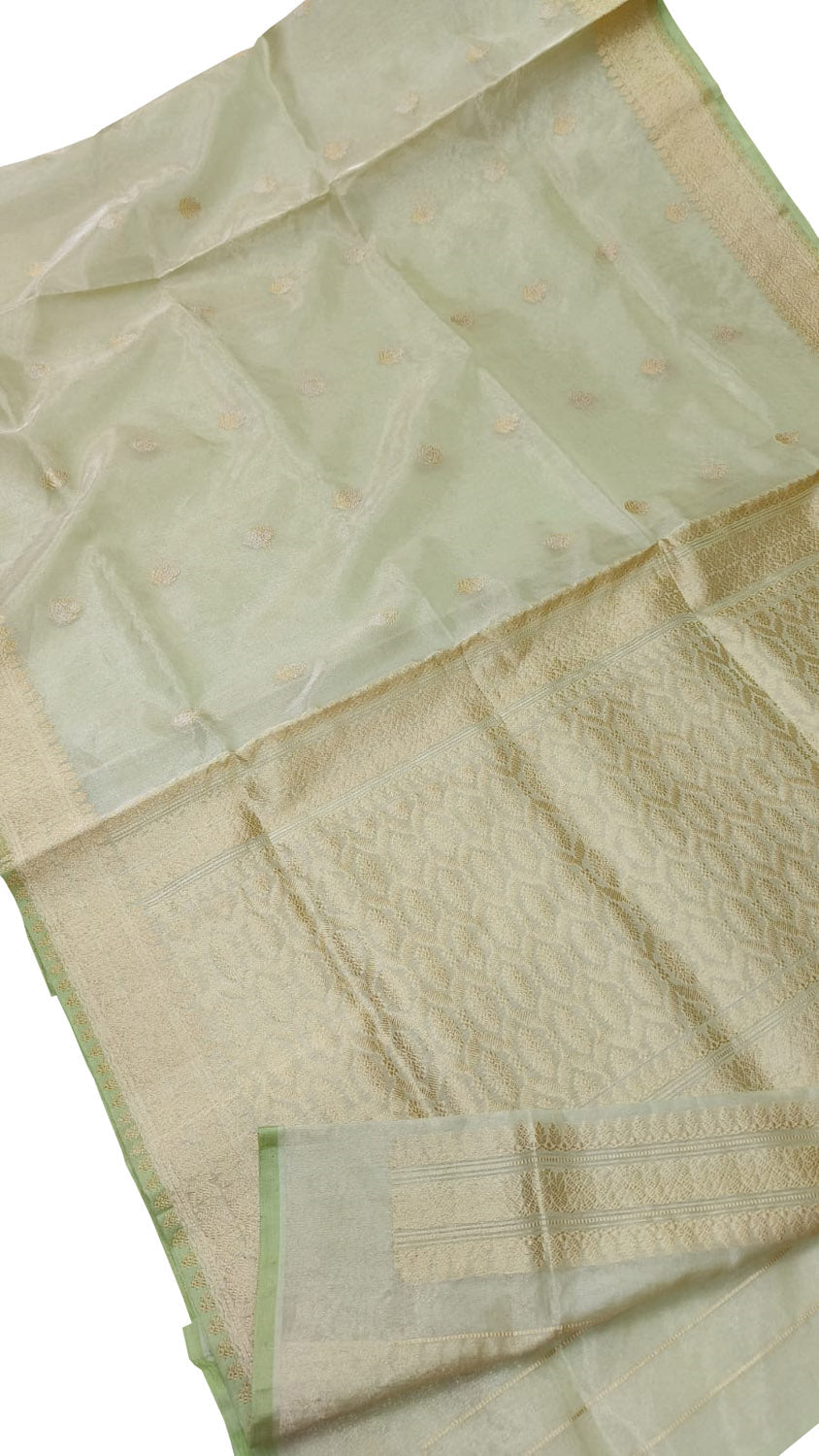 Exquisite Green Banarasi Tissue Silk Saree - Luxurion World
