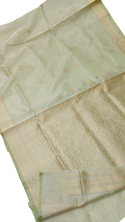 Exquisite Green Banarasi Tissue Silk Saree - Luxurion World