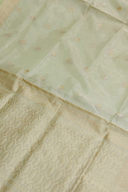 Exquisite Green Banarasi Tissue Silk Saree - Luxurion World