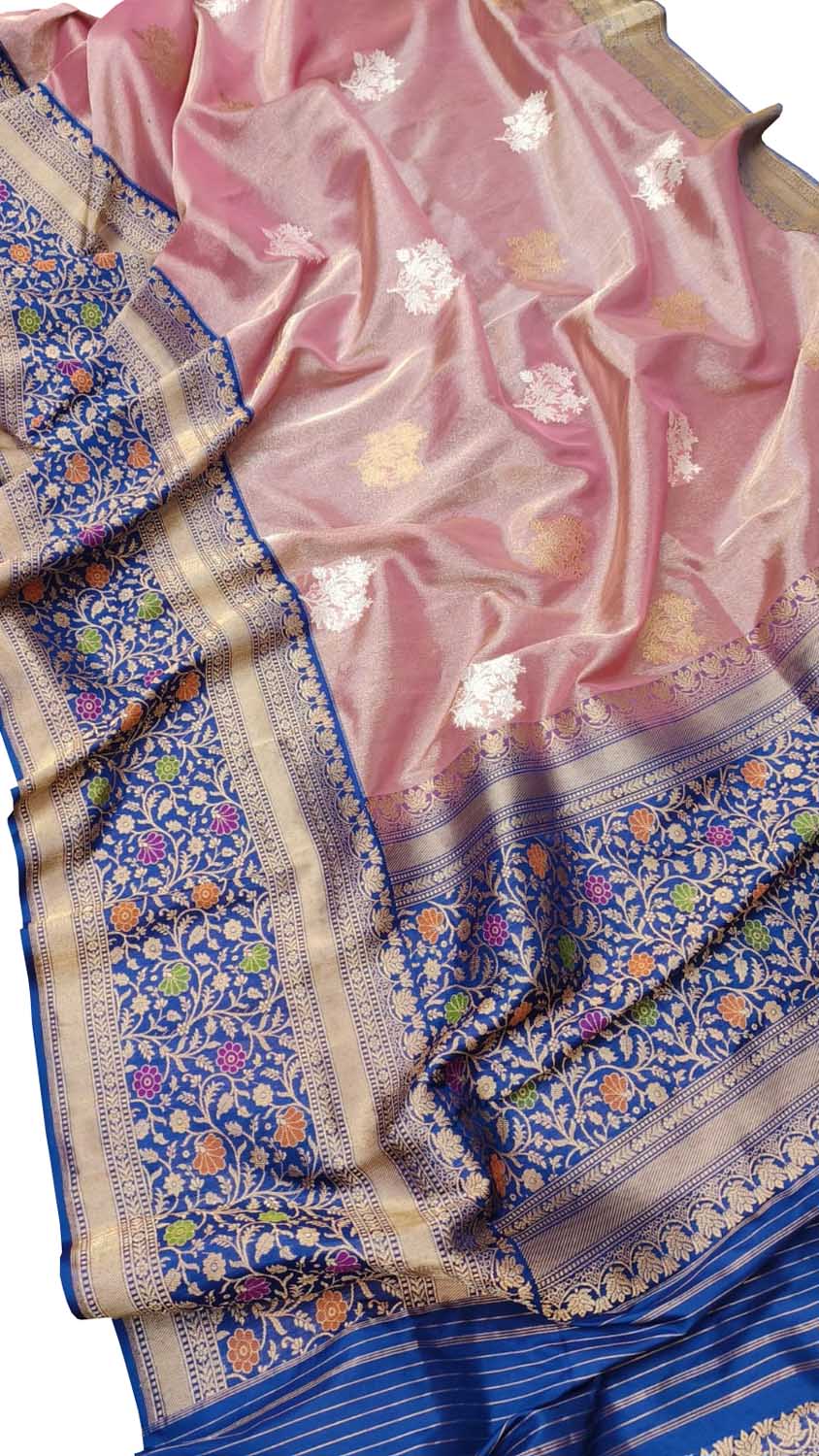 Exquisite Pink Banarasi Handloom Tissue Silk Saree - Luxurion World
