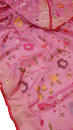 Beautiful Pink Banarasi Handloom Cotton Saree - Luxurion World