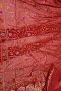 Red Banarasi Handloom Pure Cotton Saree - Elegant and Traditional - Luxurion World