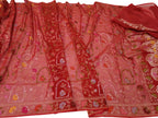 Red Banarasi Handloom Pure Cotton Saree - Elegant and Traditional - Luxurion World