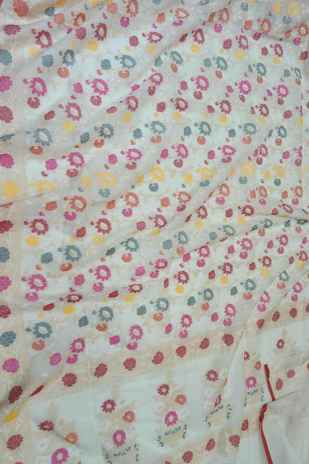 Elegant Off White Banarasi Cotton Saree - Luxurion World