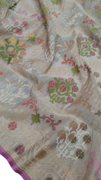 Pastel Banarasi Handloom Cotton Saree - Luxurion World