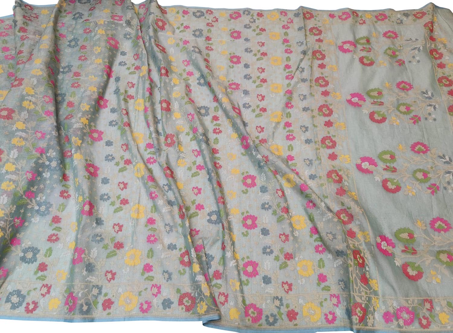 Elegant Grey Banarasi Cotton Saree - Luxurion World