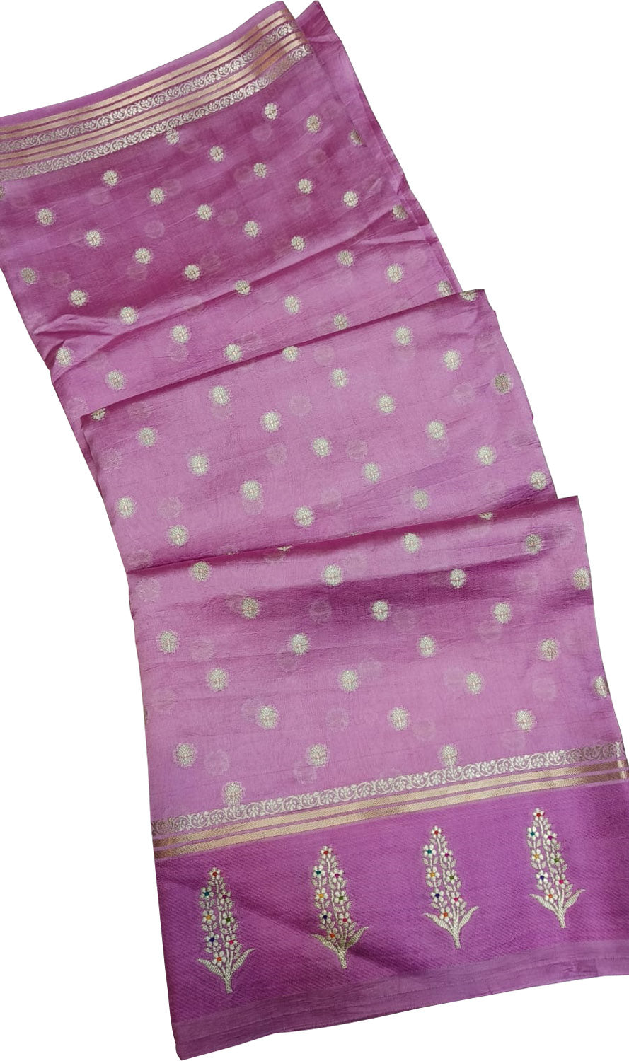 Handloom Beauty: Pink Banarasi Silk Saree - Luxurion World