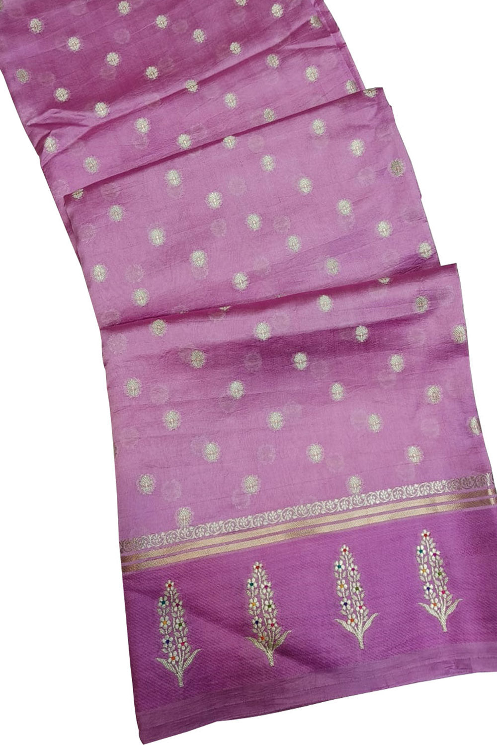 Handloom Beauty: Pink Banarasi Silk Saree - Luxurion World