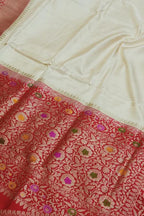 Elegant Off White Handloom Banarasi Silk Saree - Luxurion World