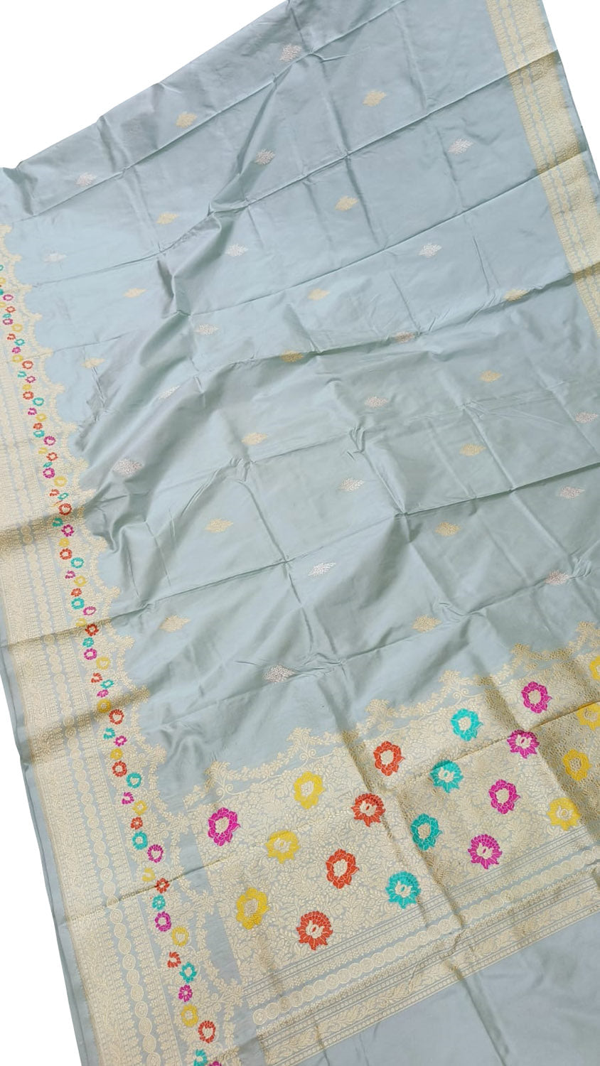 Exquisite Blue Handloom Banarasi Pure Katan Silk Saree - Luxurion World