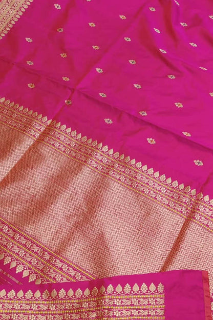 Exquisite Pink Handloom Banarasi Silk Saree - Luxurion World