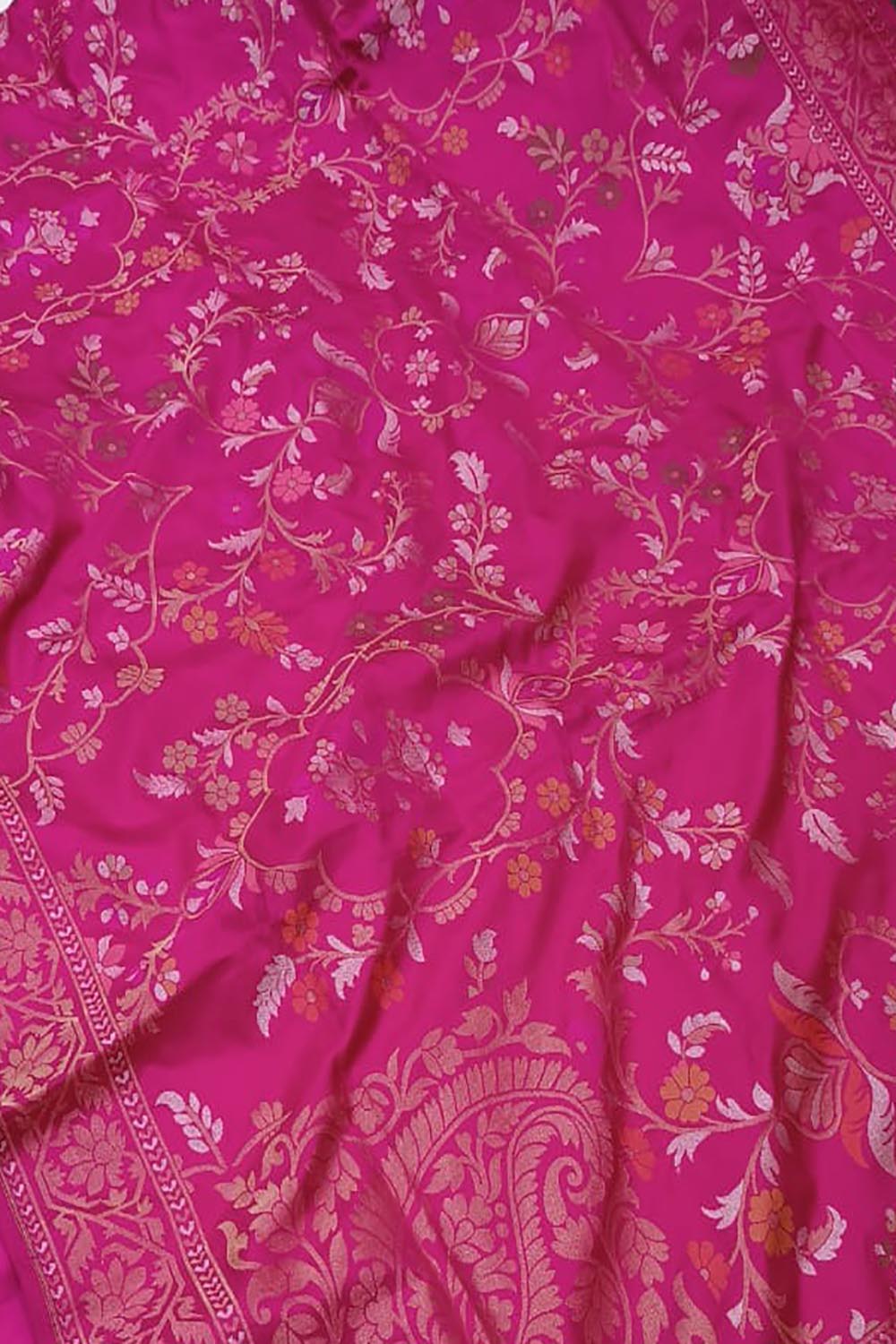 Exquisite Pink Banarasi Handloom Pure Katan Silk Saree - Luxurion World