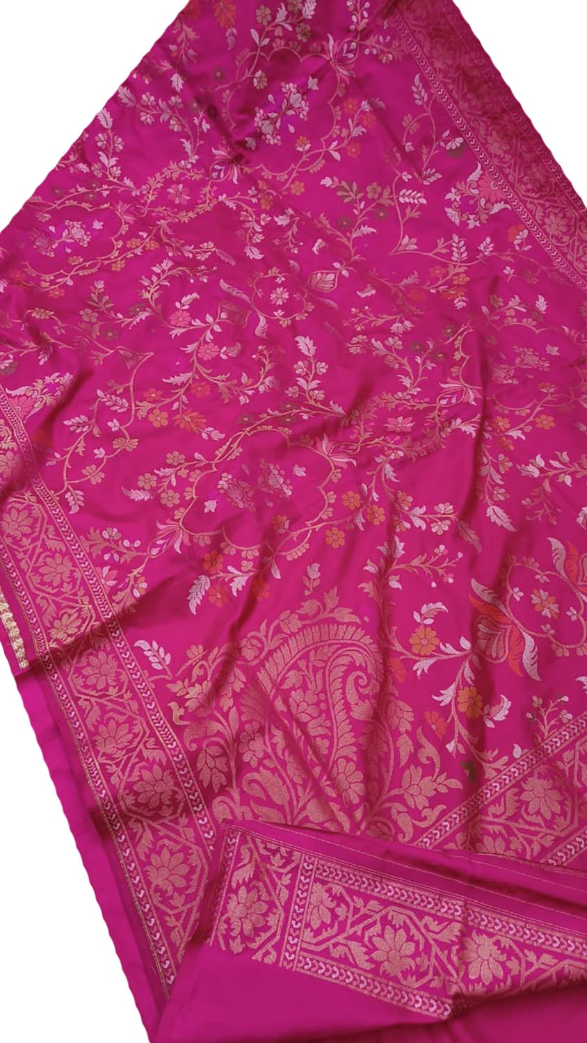 Exquisite Pink Banarasi Handloom Pure Katan Silk Saree - Luxurion World