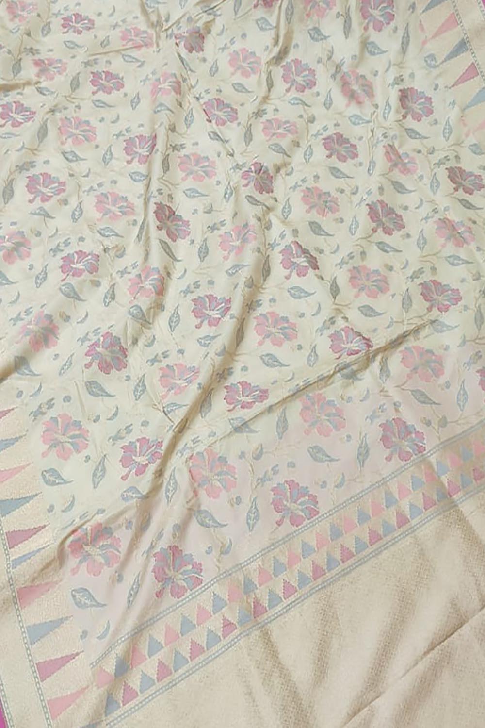 Exquisite Pastel Banarasi Handloom Pure Katan Silk Saree - Luxurion World