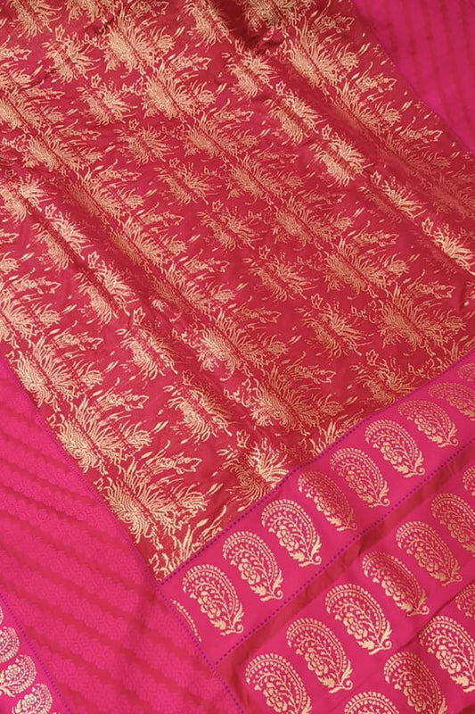 Exquisite Pink Banarasi Handloom Pure Katan Silk Saree - Luxurion World