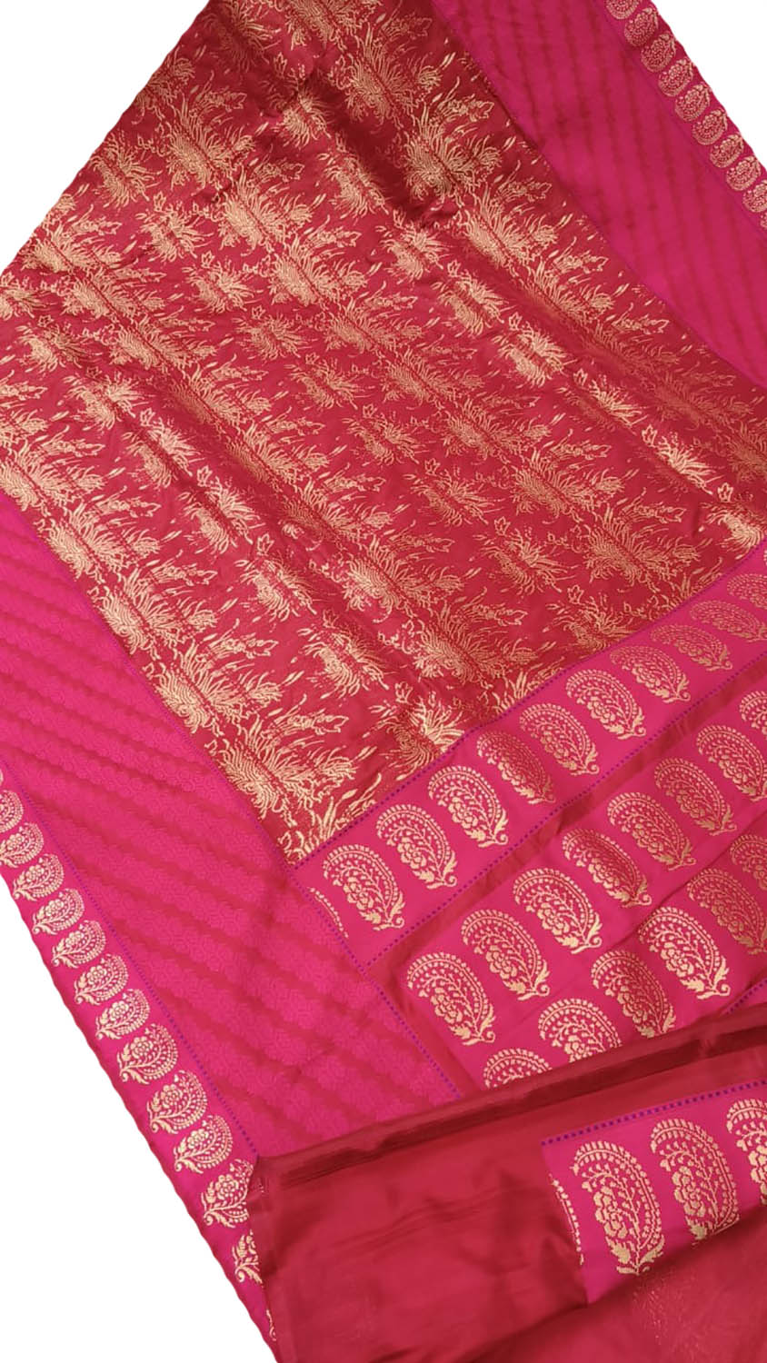 Exquisite Pink Banarasi Handloom Pure Katan Silk Saree - Luxurion World