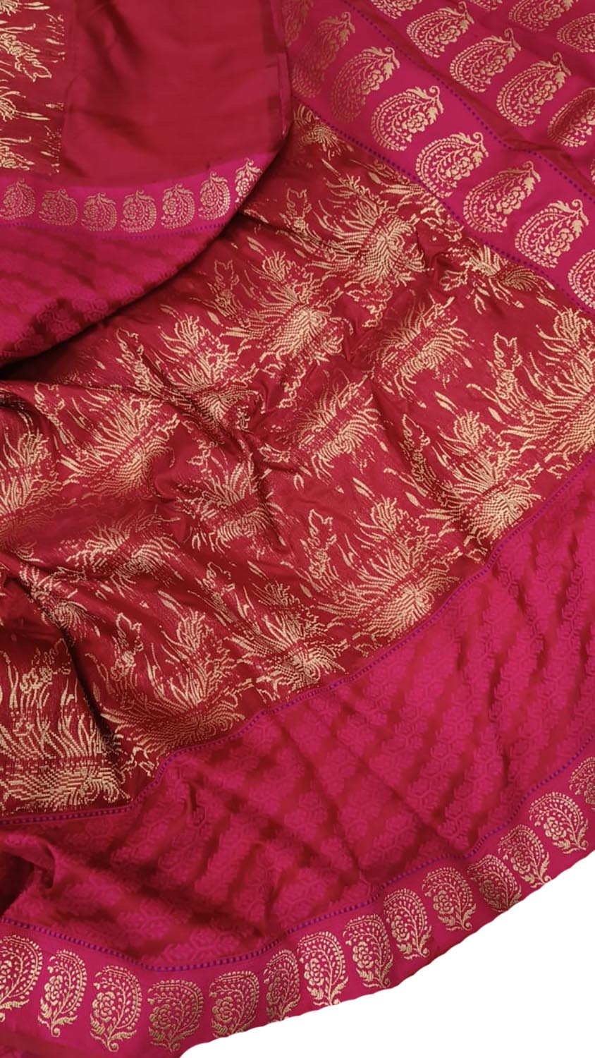 Exquisite Pink Banarasi Handloom Pure Katan Silk Saree - Luxurion World