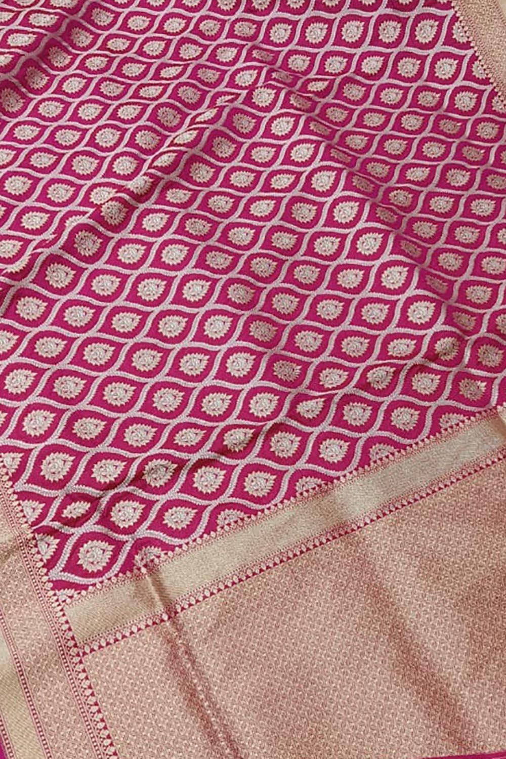 Exquisite Pink Banarasi Handloom Pure Katan Silk Saree - Luxurion World