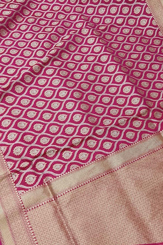 Exquisite Pink Banarasi Handloom Pure Katan Silk Saree - Luxurion World