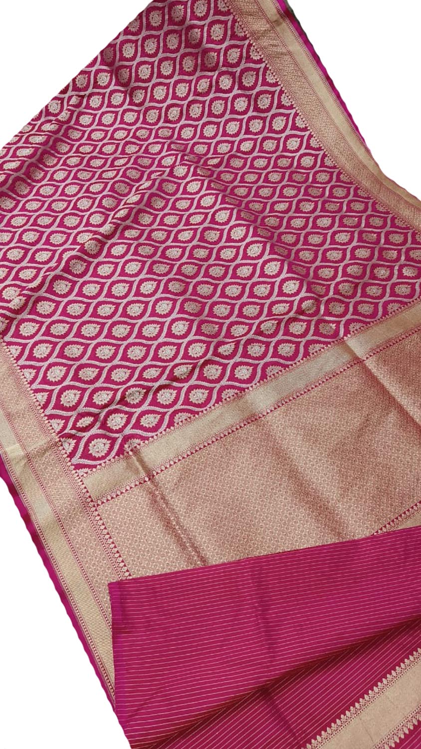 Exquisite Pink Banarasi Handloom Pure Katan Silk Saree - Luxurion World