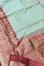 Blue Banarasi Handloom Pure Kora Silk Saree - Luxurion World