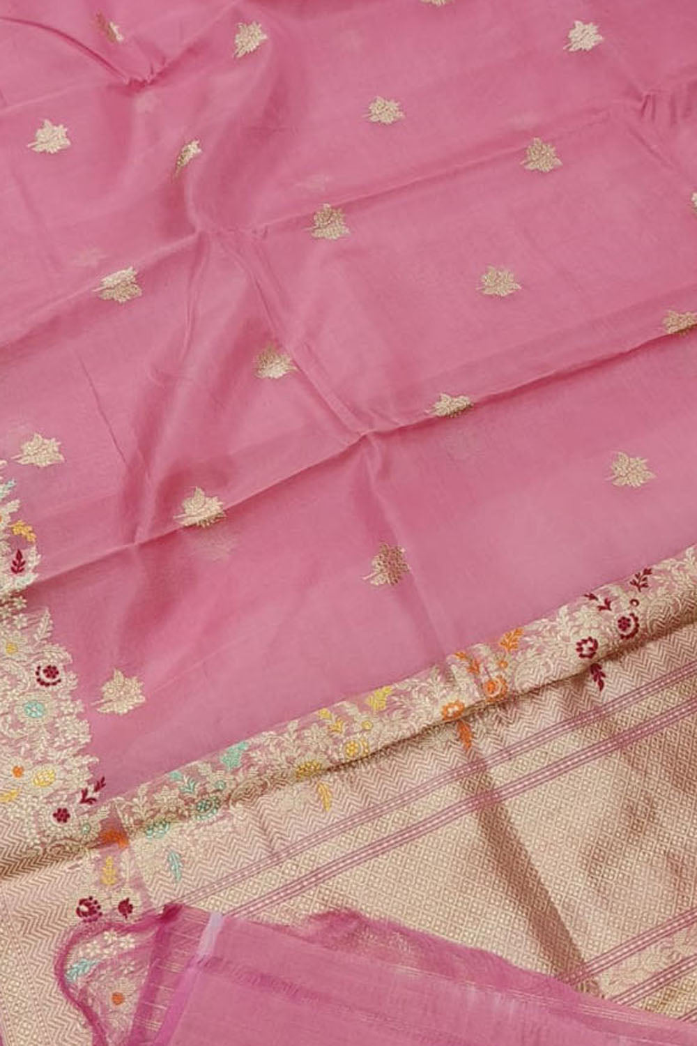 Exquisite Pink Banarasi Handloom Kora Silk Saree - Luxurion World