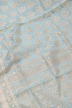 Blue Banarasi Handloom Pure Kora Silk Saree - Luxurion World