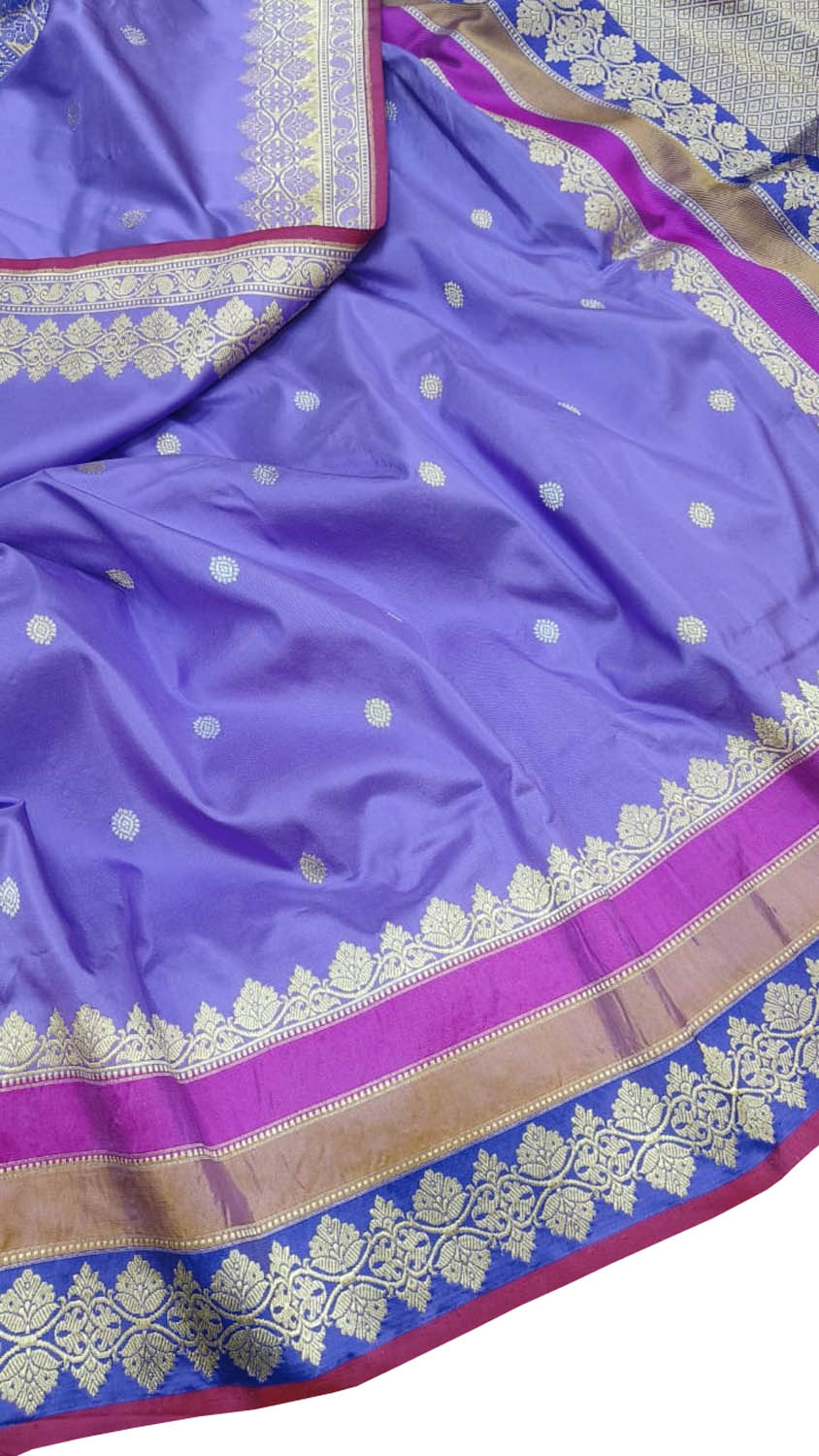 Elegant Purple Banarasi Silk Saree - Luxurion World