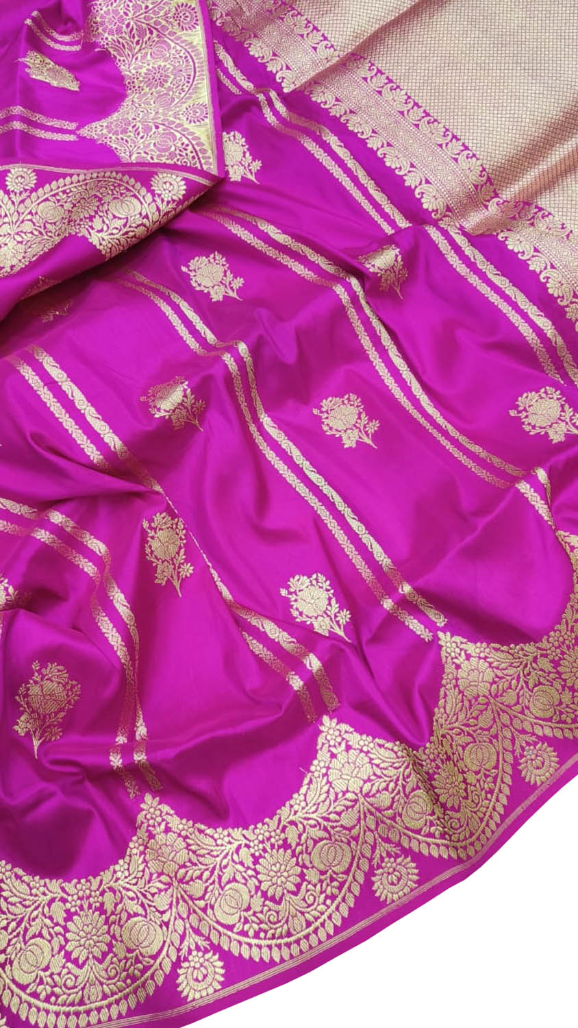 Exquisite Pink Banarasi Handloom Silk Saree - Luxurion World