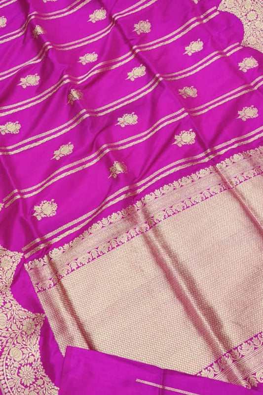 Exquisite Pink Banarasi Handloom Silk Saree - Luxurion World
