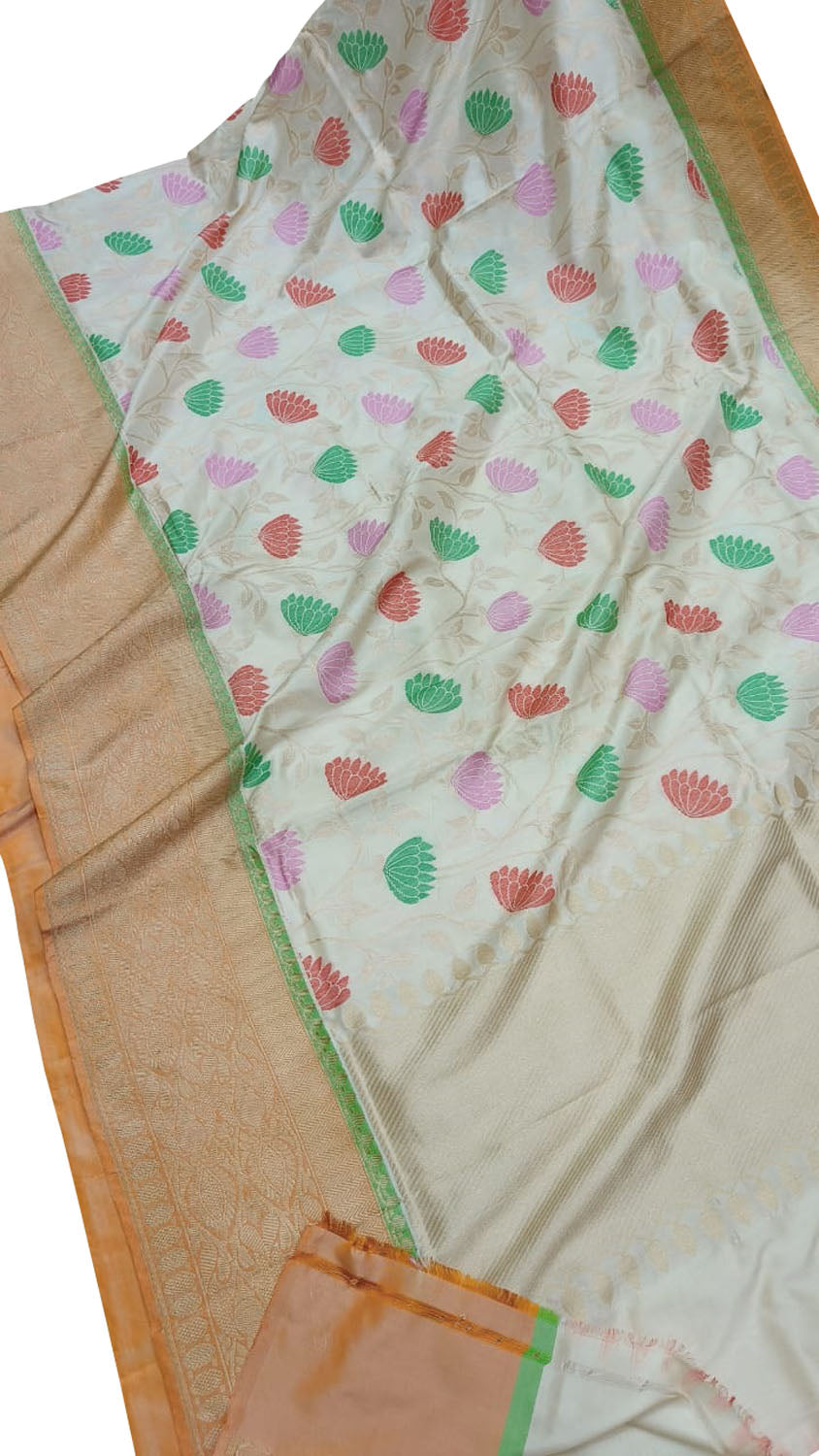 Exquisite Pastel Banarasi Katan Silk Saree - Luxurion World