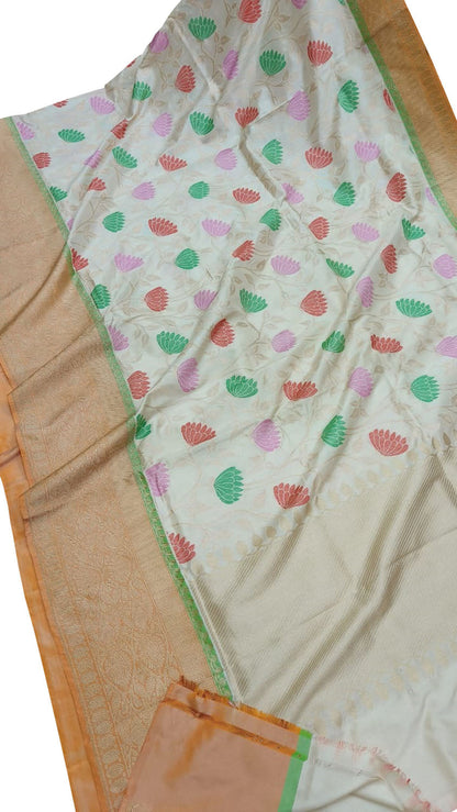 Exquisite Pastel Banarasi Katan Silk Saree - Luxurion World